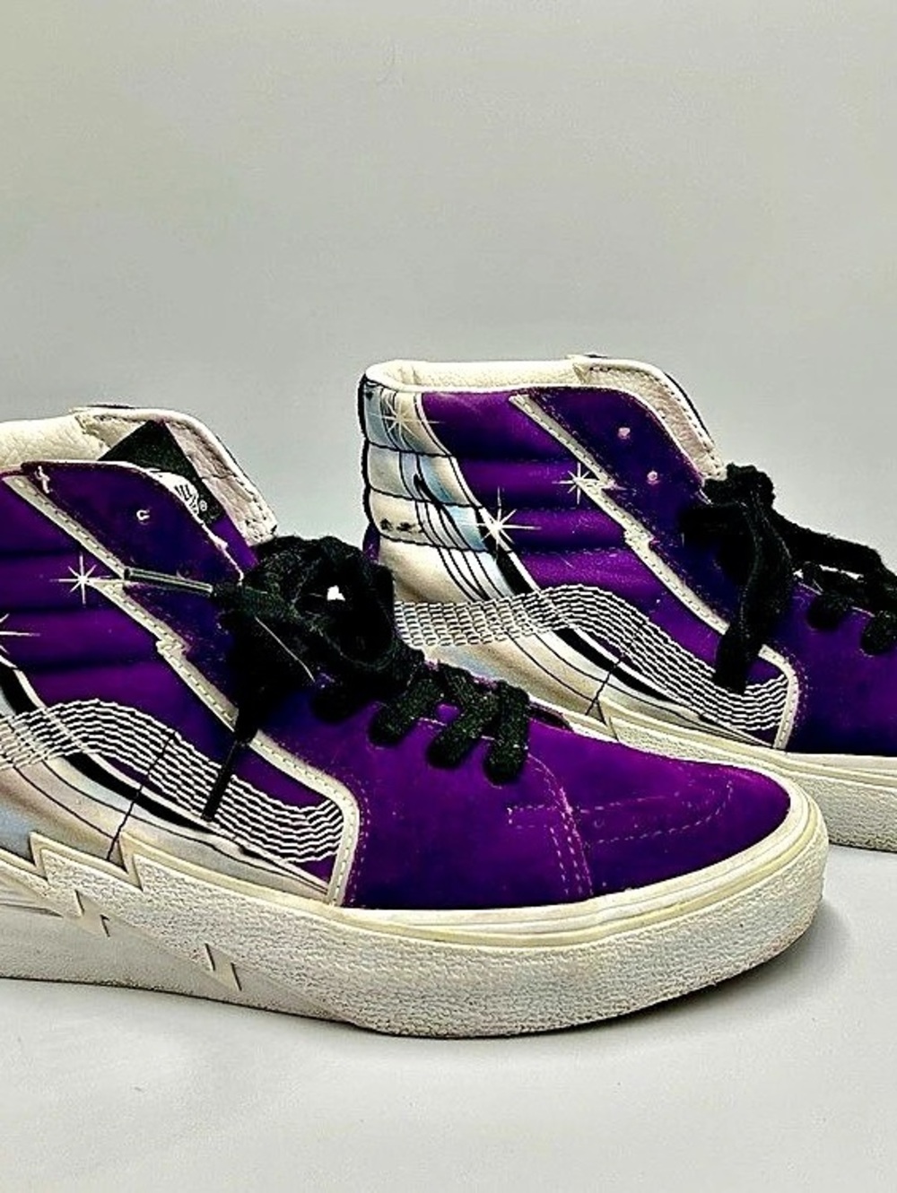 Vans Sk8-Hi Bolt Chrome Flash (Acai Purple) Purple & White Sneakers Suede